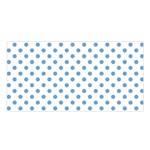 Polka Dots - Iceberg Blue on White Satin Shawl