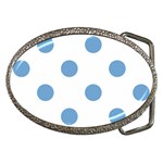 Polka Dots - Iceberg Blue on White Belt Buckle