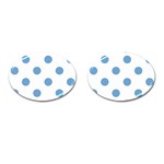 Polka Dots - Iceberg Blue on White Cufflinks (Oval)