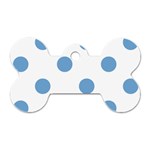 Polka Dots - Iceberg Blue on White Dog Tag Bone (One Side)
