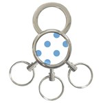 Polka Dots - Iceberg Blue on White 3-Ring Key Chain