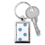 Polka Dots - Iceberg Blue on White Key Chain (Rectangle)