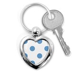 Polka Dots - Iceberg Blue on White Key Chain (Heart)
