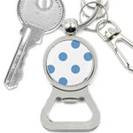 Polka Dots - Iceberg Blue on White Bottle Opener Key Chain