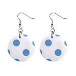 Polka Dots - Iceberg Blue on White 1  Button Earrings