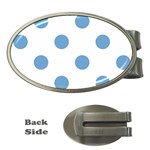 Polka Dots - Iceberg Blue on White Money Clip (Oval)