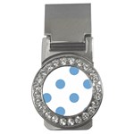 Polka Dots - Iceberg Blue on White Money Clip (CZ)