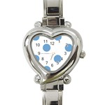 Polka Dots - Iceberg Blue on White Heart Italian Charm Watch