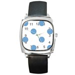 Polka Dots - Iceberg Blue on White Square Metal Watch