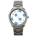 Polka Dots - Iceberg Blue on White Sport Metal Watch