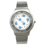 Polka Dots - Iceberg Blue on White Stainless Steel Watch