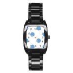Polka Dots - Iceberg Blue on White Stainless Steel Barrel Watch