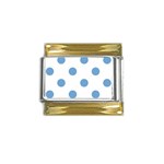 Polka Dots - Iceberg Blue on White Gold Trim Italian Charm (9mm)