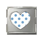 Polka Dots - Iceberg Blue on White Mega Link Heart Italian Charm (18mm)