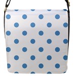 Polka Dots - Iceberg Blue on White Flap Closure Messenger Bag (S)