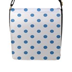 Polka Dots - Iceberg Blue on White Flap Closure Messenger Bag (L)