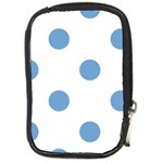 Polka Dots - Iceberg Blue on White Compact Camera Leather Case