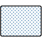 Polka Dots - Iceberg Blue on White Fleece Blanket (Large) (One Side)