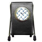 Polka Dots - Iceberg Blue on White Pen Holder Desk Clock