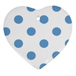Polka Dots - Iceberg Blue on White Heart Ornament (Two Sides)