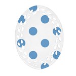 Polka Dots - Iceberg Blue on White Ornament (Bell) Ornament (Oval Filigree)