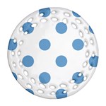 Polka Dots - Iceberg Blue on White Ornament (Round Filigree)