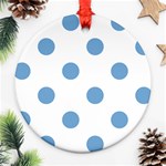 Polka Dots - Iceberg Blue on White Ornament (Round)