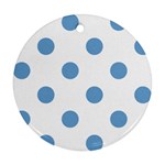 Polka Dots - Iceberg Blue on White Round Ornament (Two Sides)
