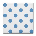 Polka Dots - Iceberg Blue on White Tile Coaster