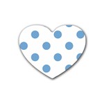 Polka Dots - Iceberg Blue on White Heart Coaster (4 pack)