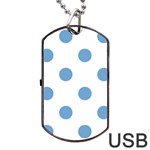 Polka Dots - Iceberg Blue on White Dog Tag USB Flash (Two Sides)