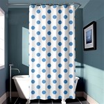 Polka Dots - Iceberg Blue on White Shower Curtain 36  x 72  (Stall)