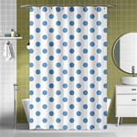 Polka Dots - Iceberg Blue on White Shower Curtain 48  x 72  (Small)
