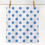 Polka Dots - Iceberg Blue on White Face Towel
