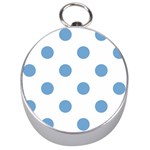 Polka Dots - Iceberg Blue on White Silver Compass
