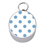 Polka Dots - Iceberg Blue on White Silver Compass (Mini)