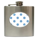 Polka Dots - Iceberg Blue on White Hip Flask (6 oz)