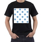Polka Dots - Iceberg Blue on White Men s T-Shirt (Black)