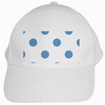 Polka Dots - Iceberg Blue on White White Cap