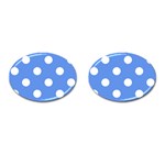 Polka Dots - White on Cornflower Blue Cufflinks (Oval)