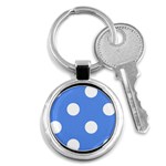 Polka Dots - White on Cornflower Blue Key Chain (Round)