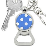 Polka Dots - White on Cornflower Blue Bottle Opener Key Chain