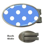 Polka Dots - White on Cornflower Blue Money Clip (Oval)