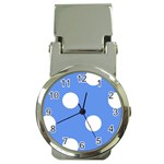 Polka Dots - White on Cornflower Blue Money Clip Watch
