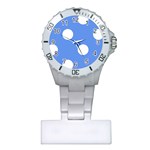 Polka Dots - White on Cornflower Blue Nurses Watch