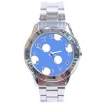 Polka Dots - White on Cornflower Blue Stainless Steel Analogue Watch