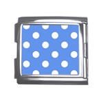 Polka Dots - White on Cornflower Blue Mega Link Italian Charm (18mm)