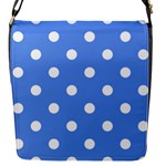 Polka Dots - White on Cornflower Blue Flap Closure Messenger Bag (S)