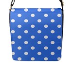 Polka Dots - White on Cornflower Blue Flap Closure Messenger Bag (L)