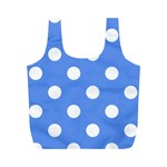 Polka Dots - White on Cornflower Blue Full Print Recycle Bag (M)